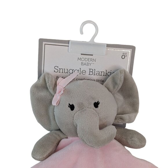 Modern Baby Pink Elephant Lovey Security Blanket Teether Rattle Flower Back NWT - Picture 2 of 5